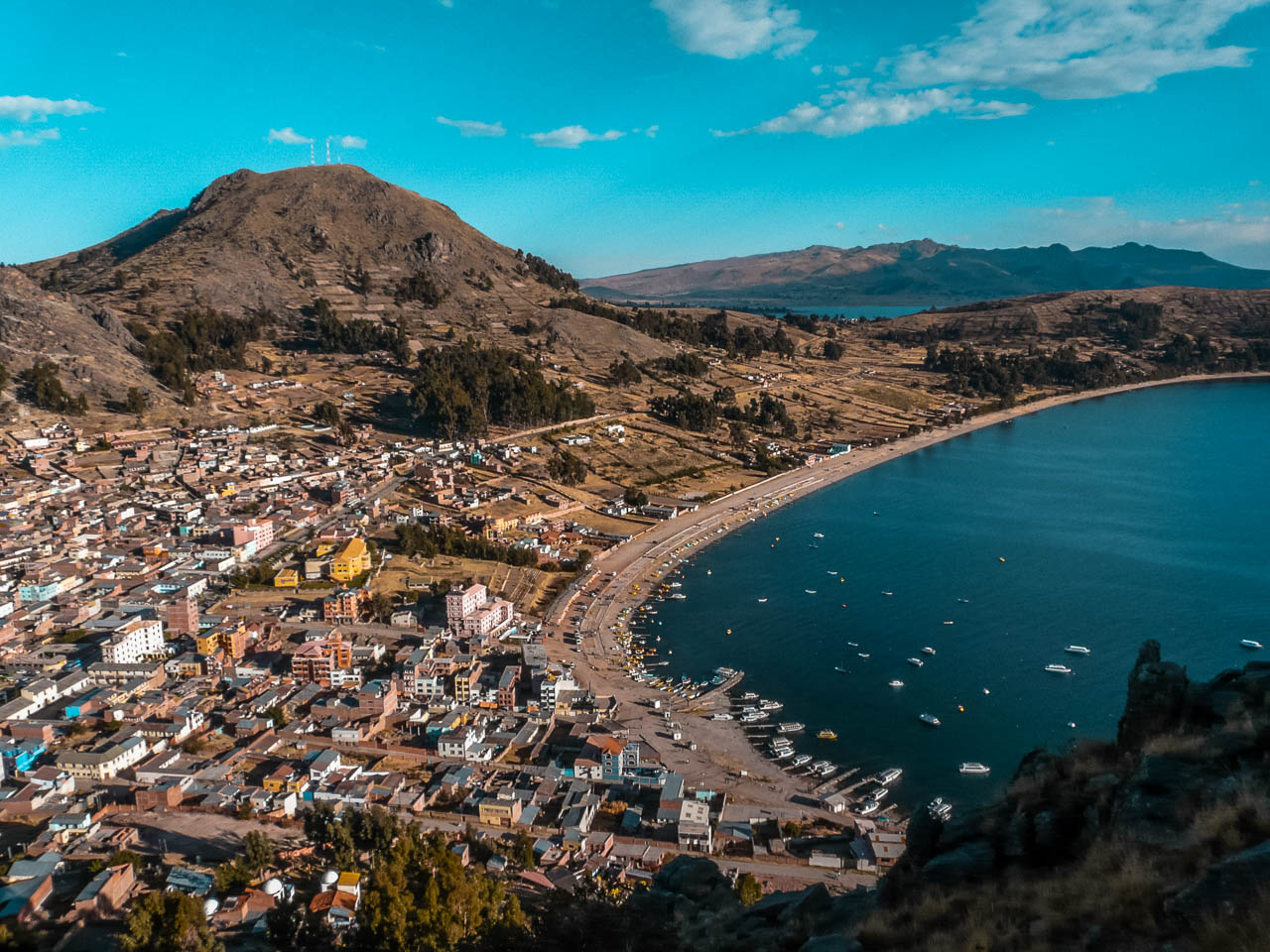 Views from Cerro Calvario in Copacabana Bolivia: Lake Titicaca