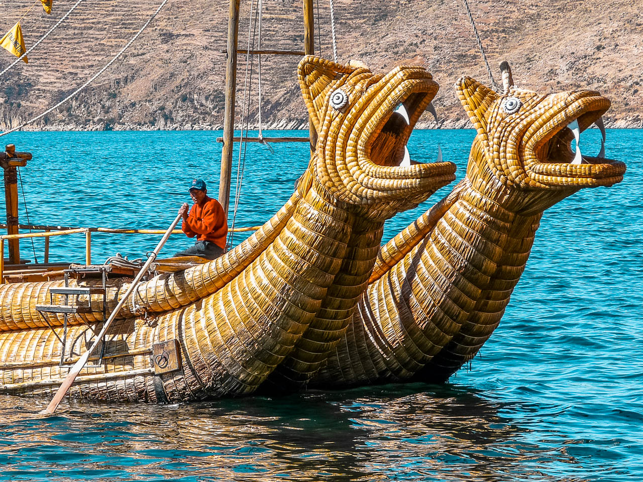 Typical boats of Lake Titicaca